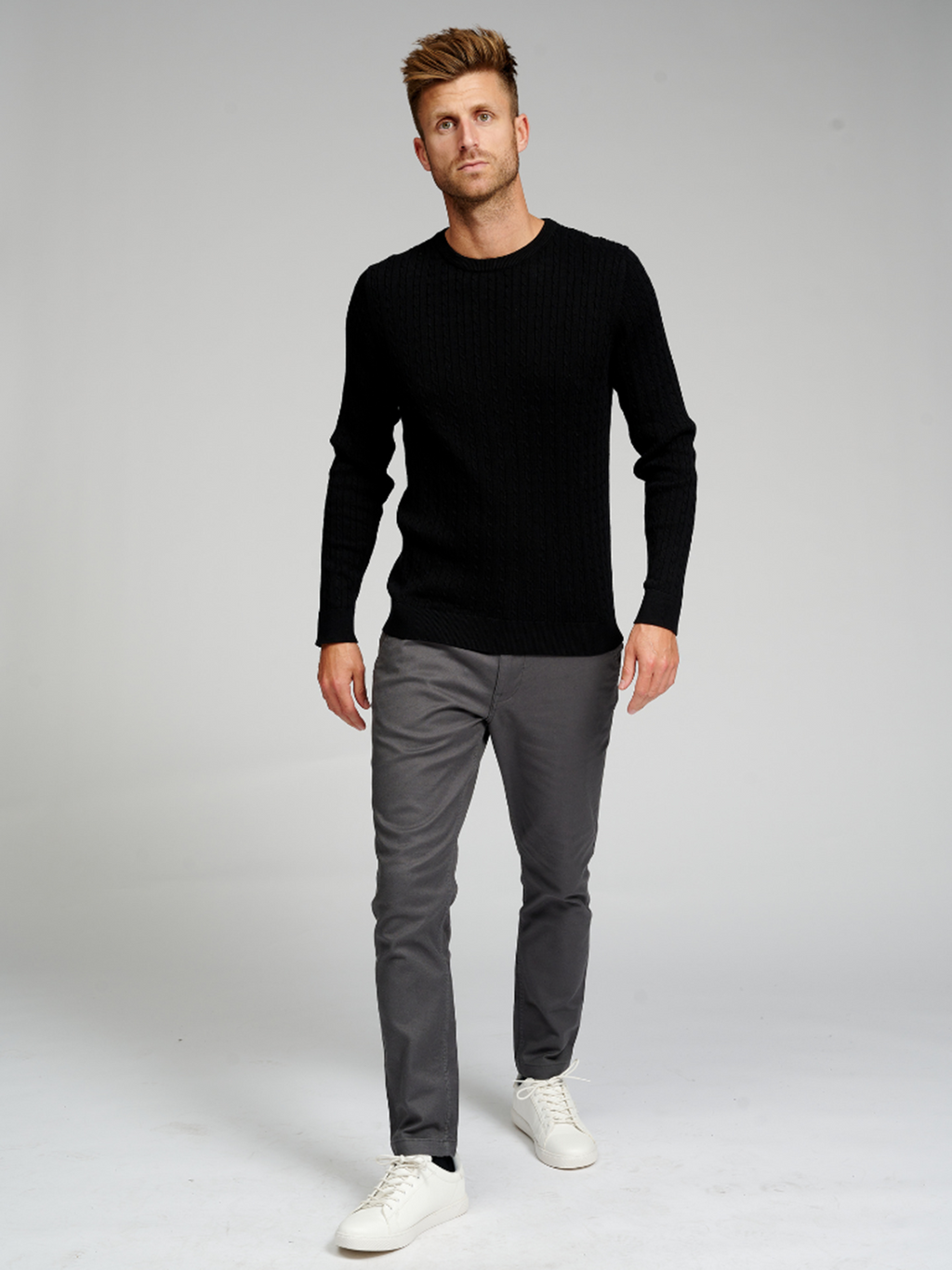 Cable Knit Crewneck - Svart