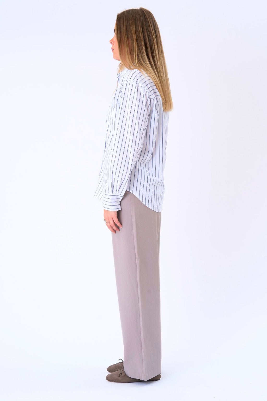 Thalia Stripete genser - Hvit