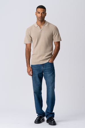 George Strikket Polo - Beige