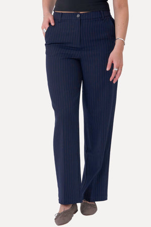 Klassiske Dressbukser - Navy Pinstripe