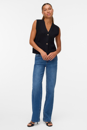 Saba V-Neck Knappvest - Svart