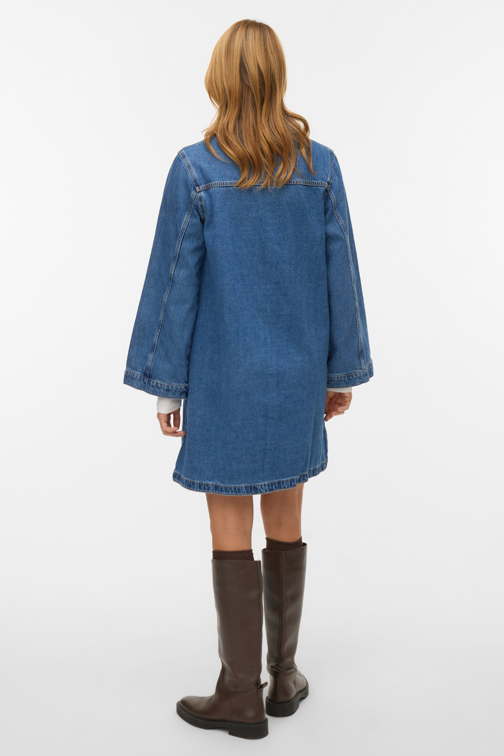 Findo Kort Denimkjole - Medium Blue Denim