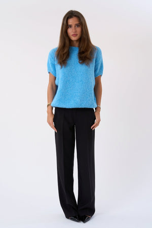 Chloe Short Sleeved Knit - Lyseblå