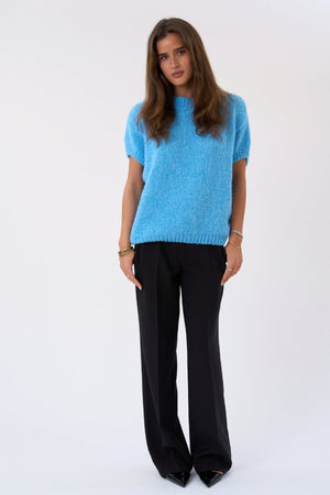 Chloe Short Sleeved Knit - Lyseblå