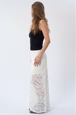 Amara Lace Maxi Skjørt - Hvit
