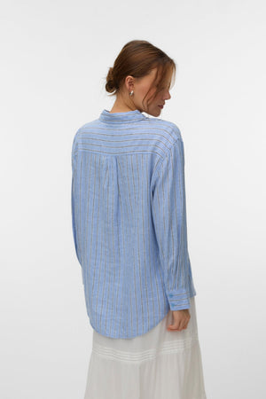 Linn Skjorte - Cornflower Blå-Navy Blazer