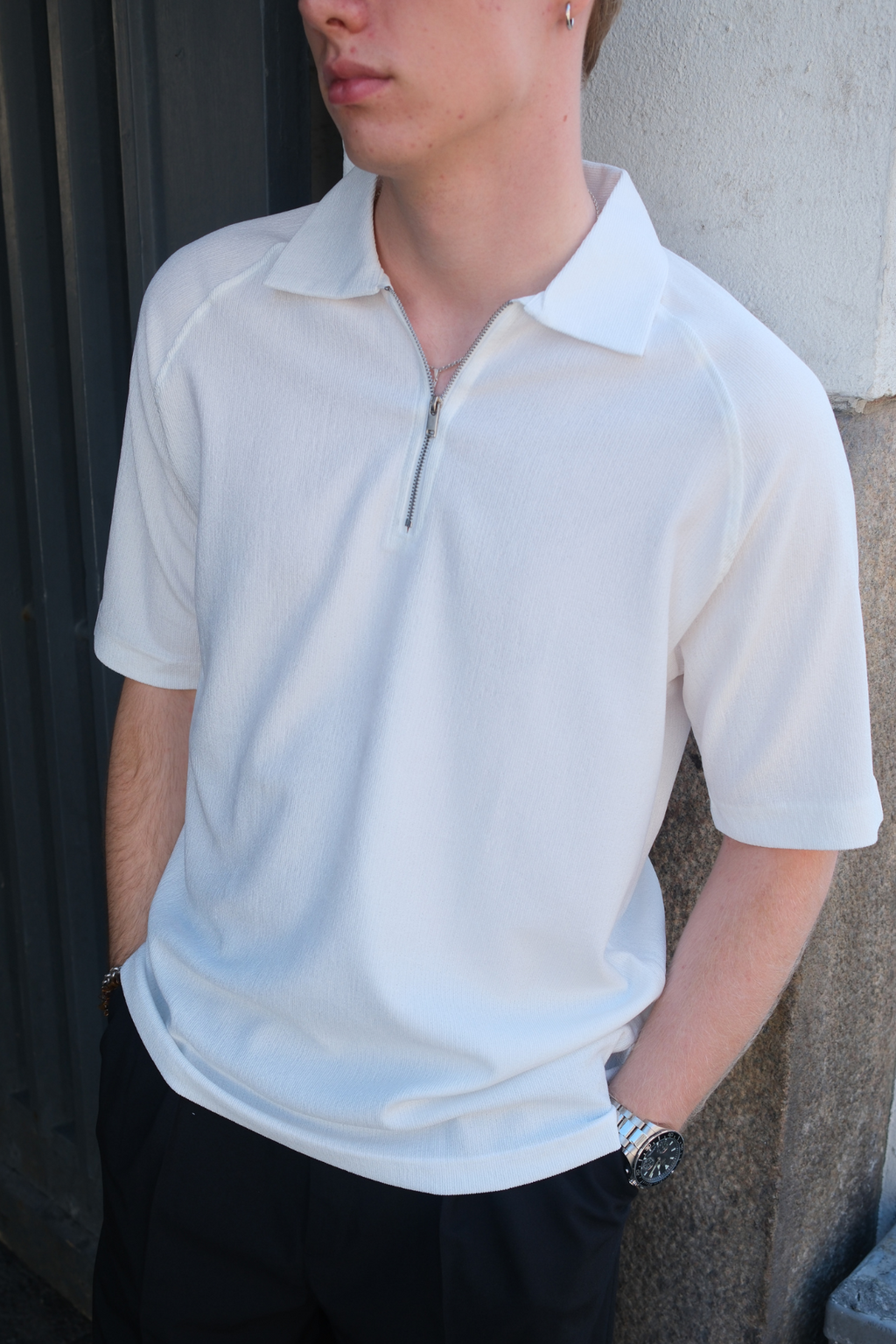 Enzo Kortermet Half-Zip - Hvit