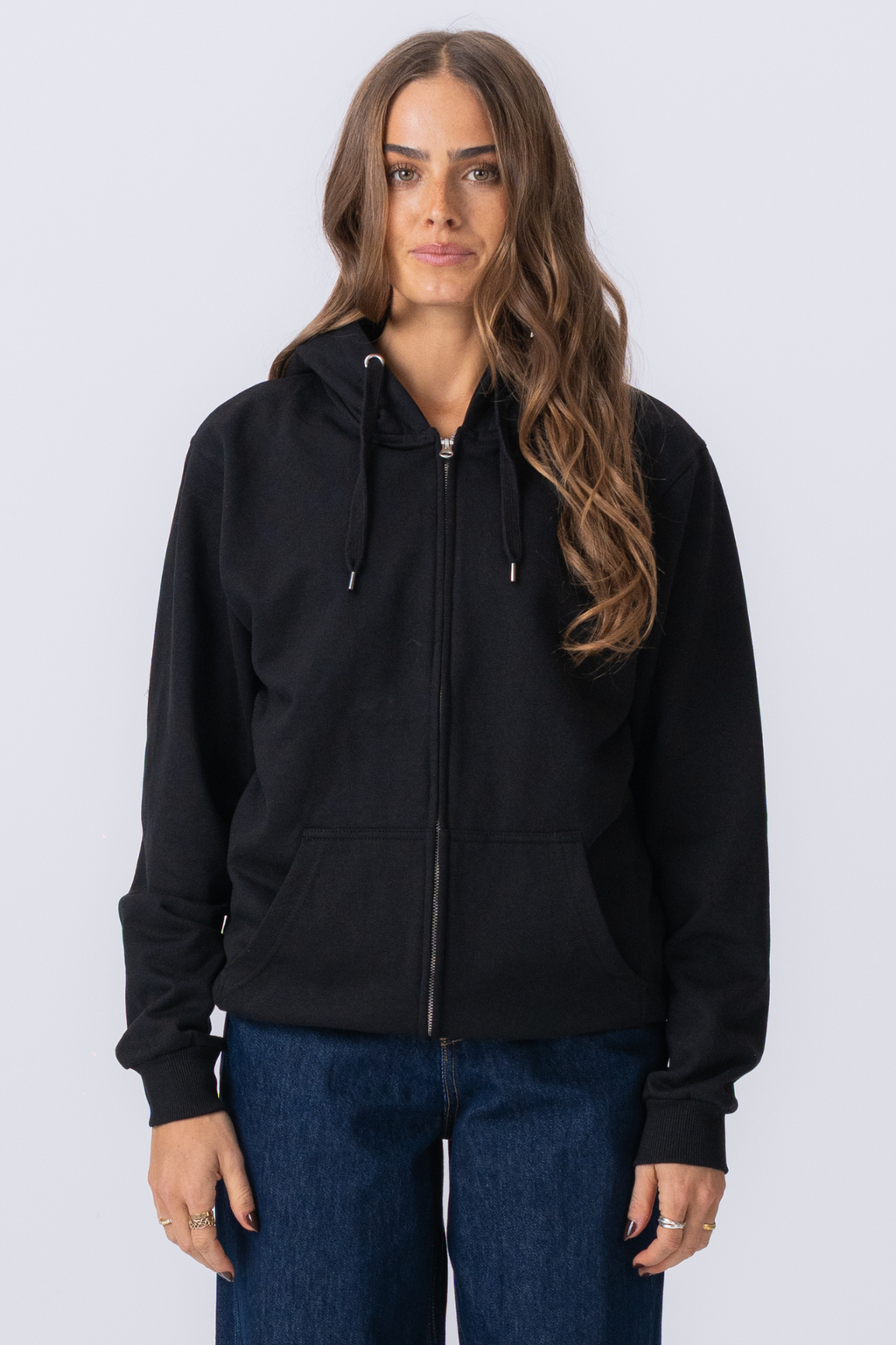 Basic zip hoodie - Svart
