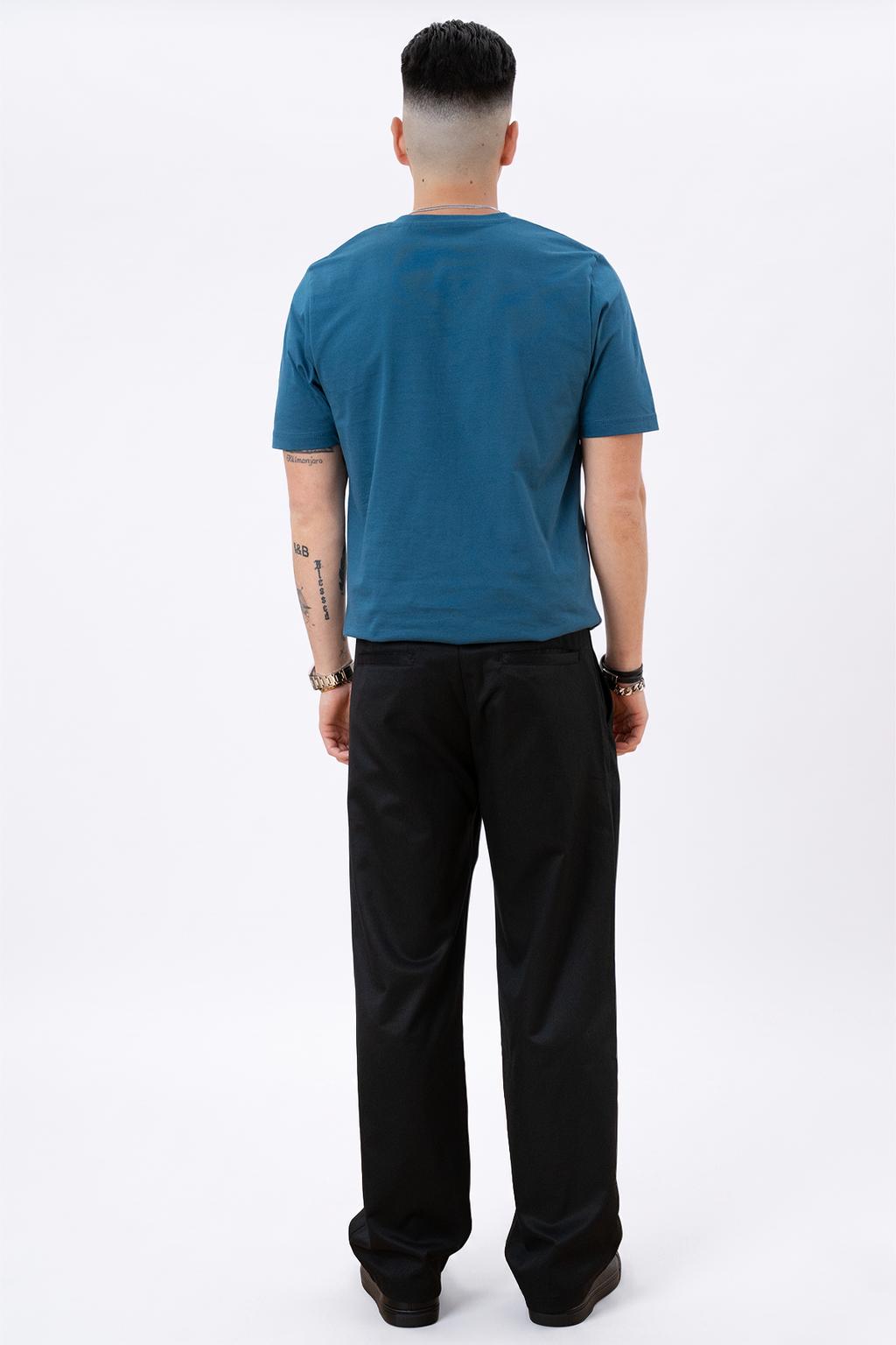 Basic V-neck t-shirt - Petroleum Blå