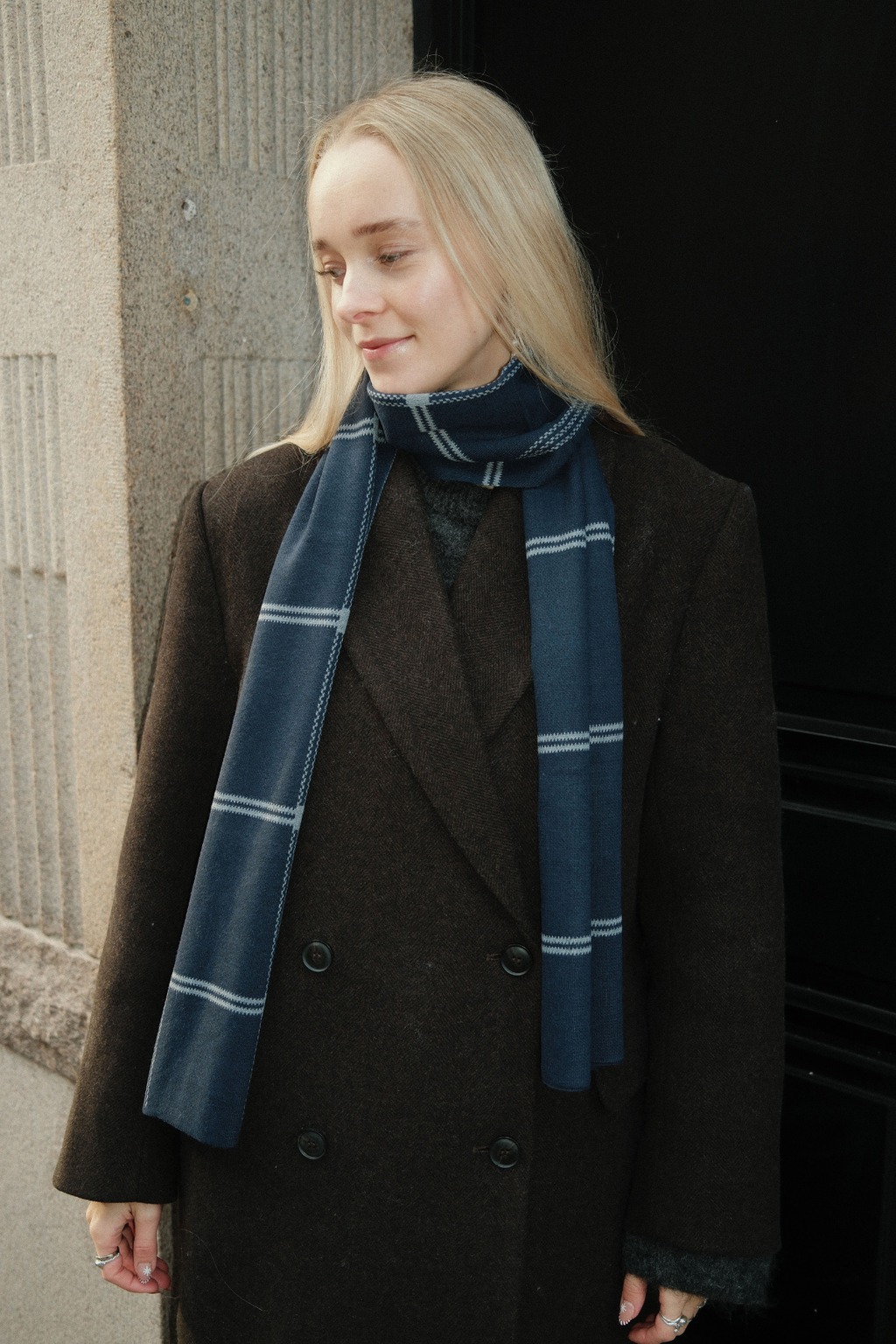 Skjerf - Marineblå Striper