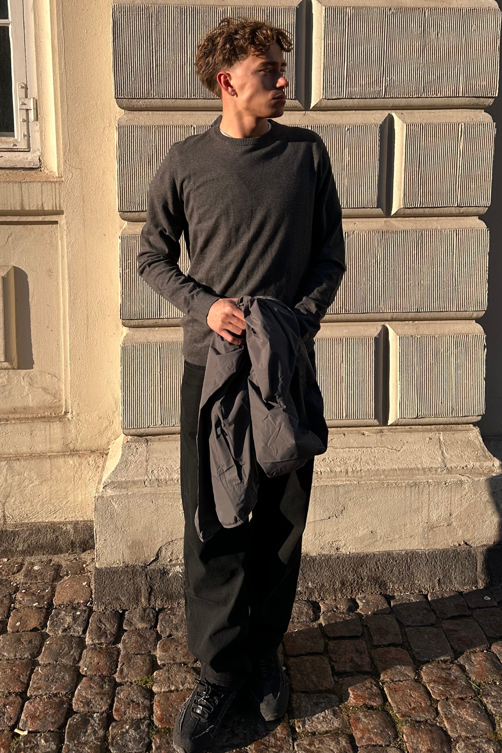 Pullover Rundhals - Charcoal Melange