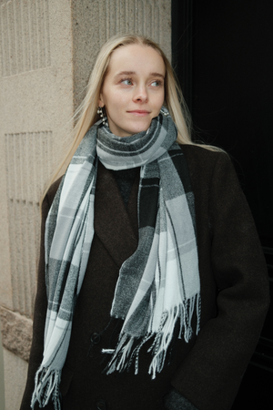 Skjerf - Svart / Hvit / Grå - Herre