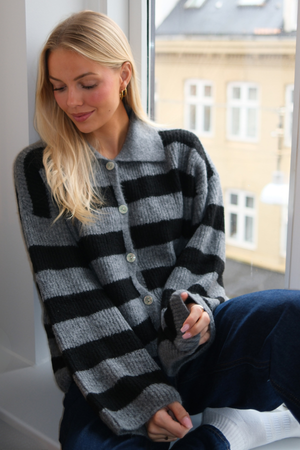 Josie Strikket Pologenser - Grå/Sort