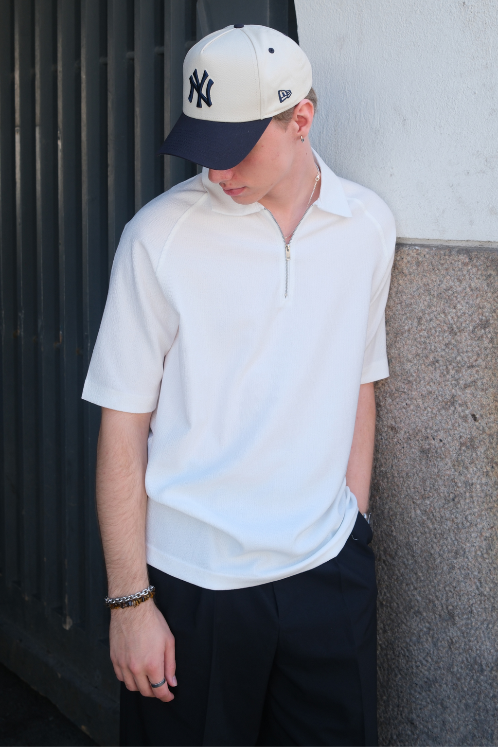 Enzo Kortermet Half-Zip - Hvit