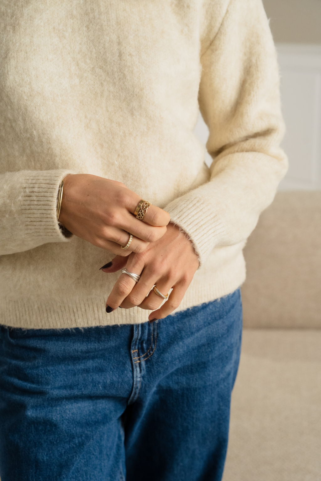 Hazel Strikkegenser - Ecru