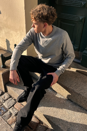 Pullover Rundhals - Grå Melange