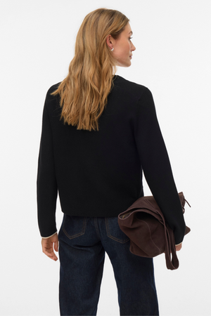 Gold V-hals Cardigan med Kontrast - Svart m. Birch