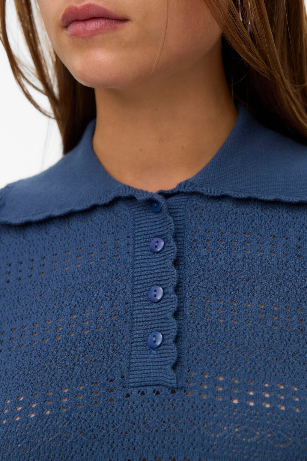 Limone Scallop Poloneck - Mørk Denim