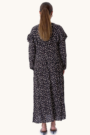 Amelia kjole - Svart blomstret