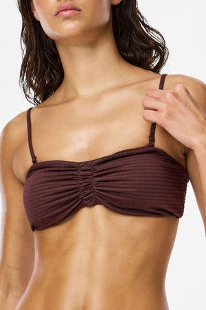 Kaya Seersucker Bikinitopp - Deep Mahogany