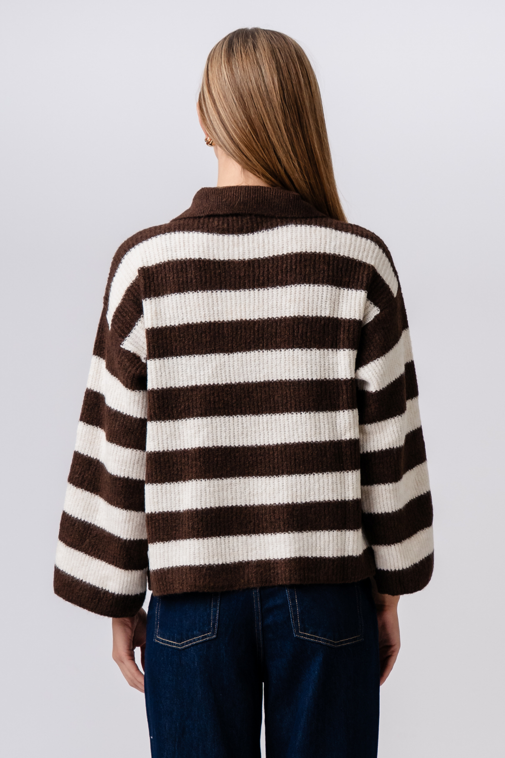 Josie Polo Knit - Brun/Off-white