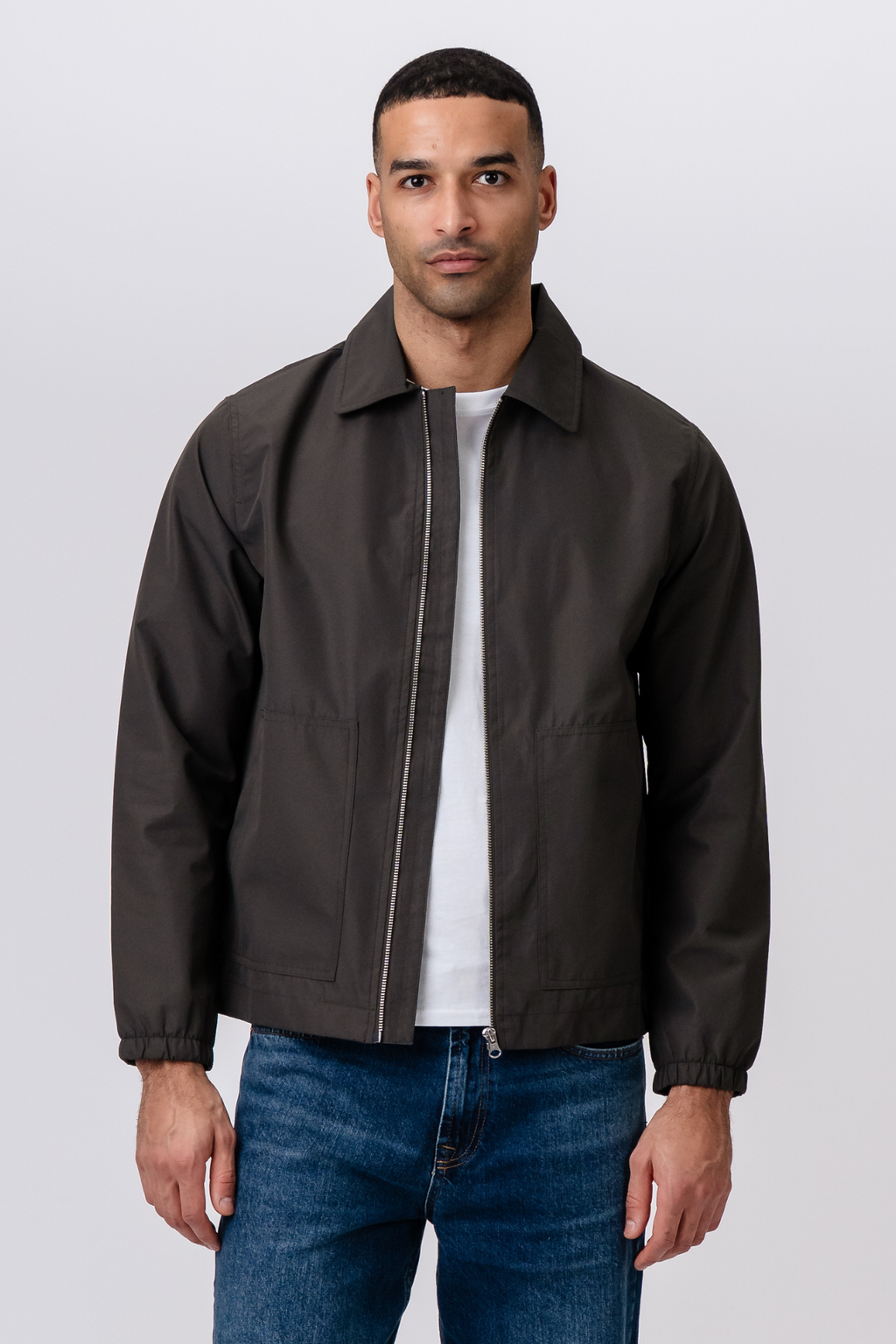 Kort Jakke med Glidelås - Mørkegrønn