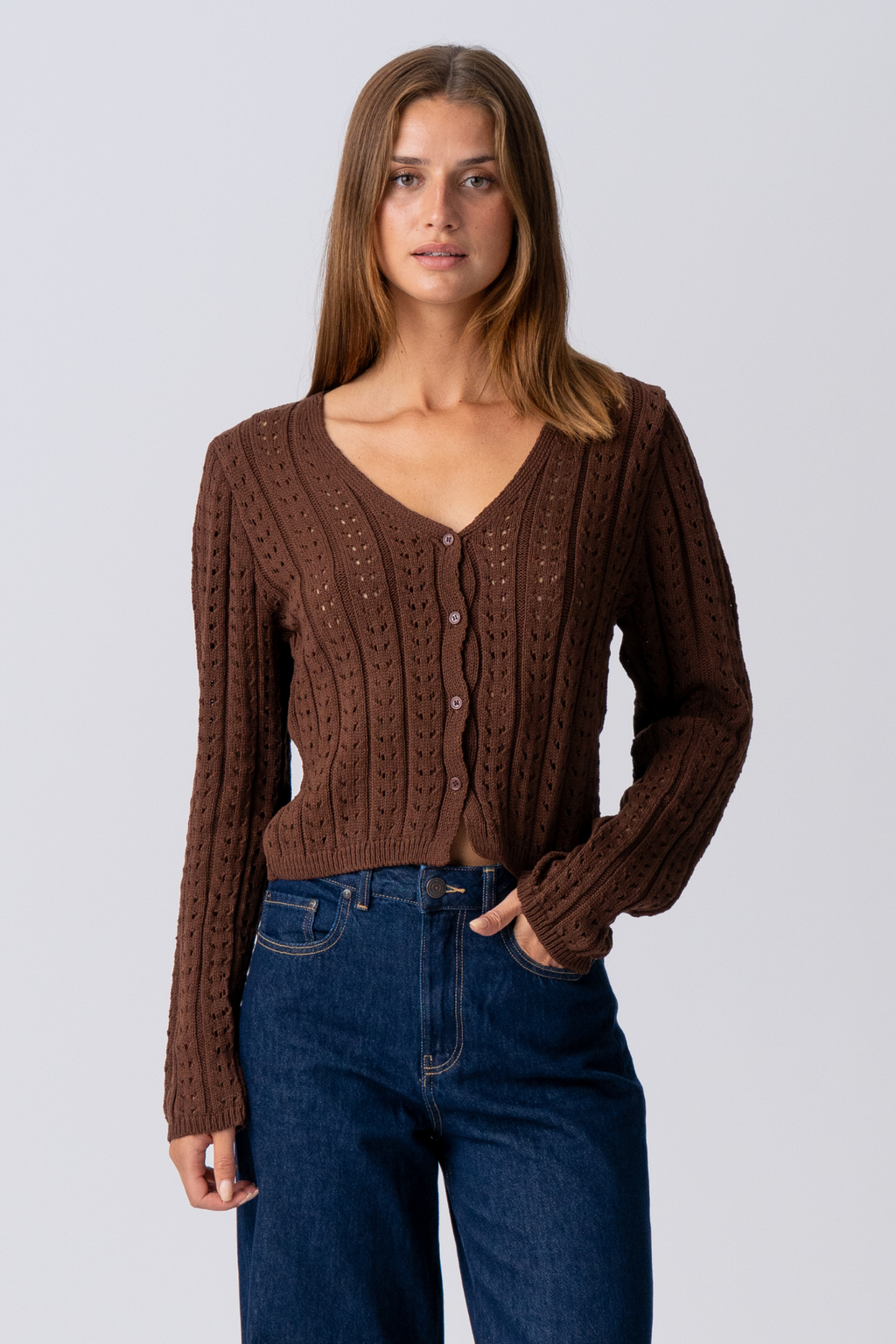 Virginia Strikkecardigan - Brun