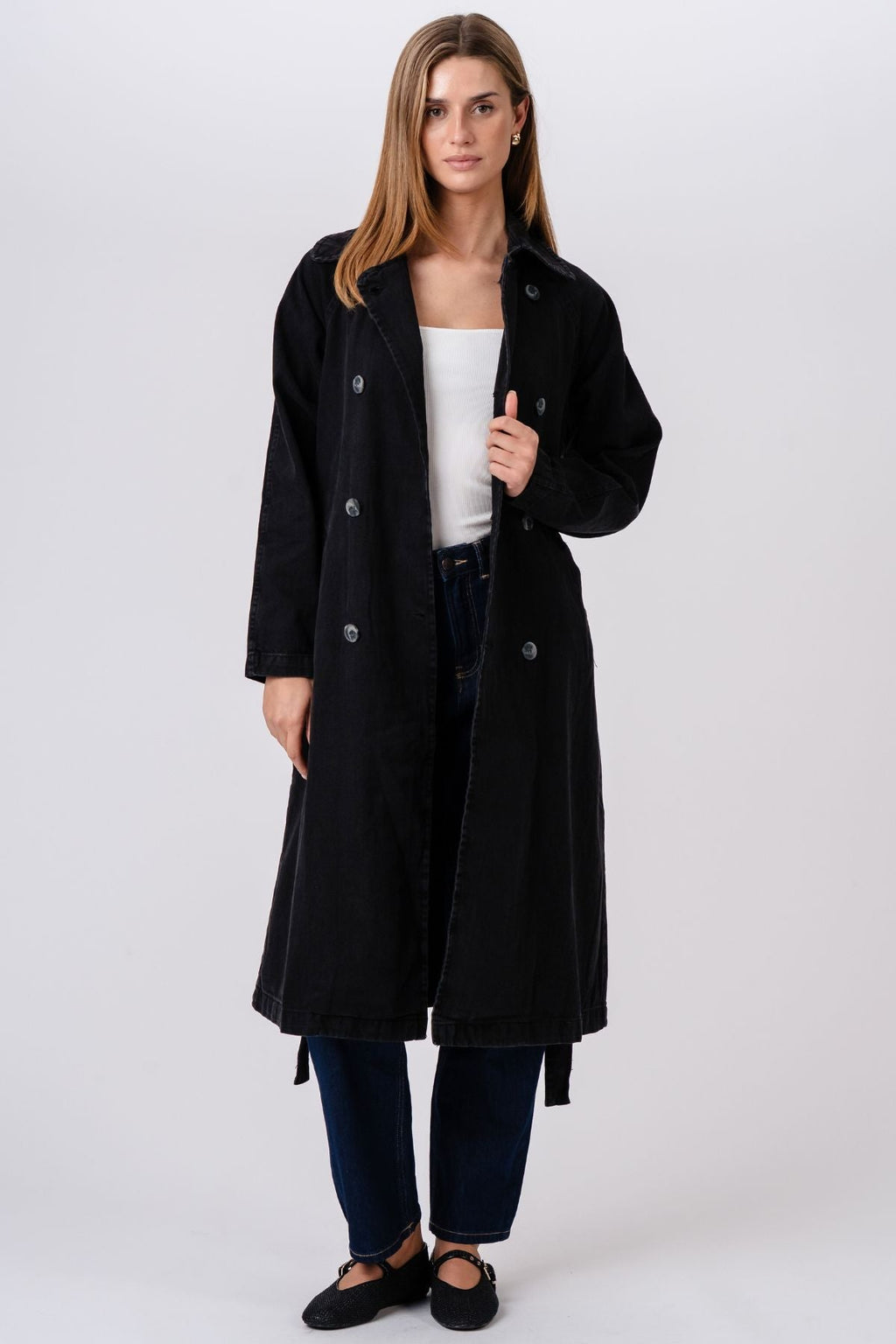 Denim Trenchcoat - Mørkeblå