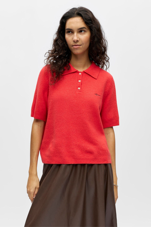Debbie Knit Polo - Poinsettia