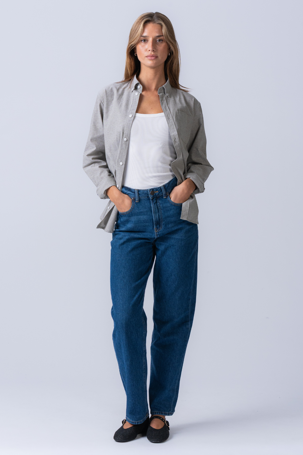 Boyfriend Oxford Skjorte - Grå