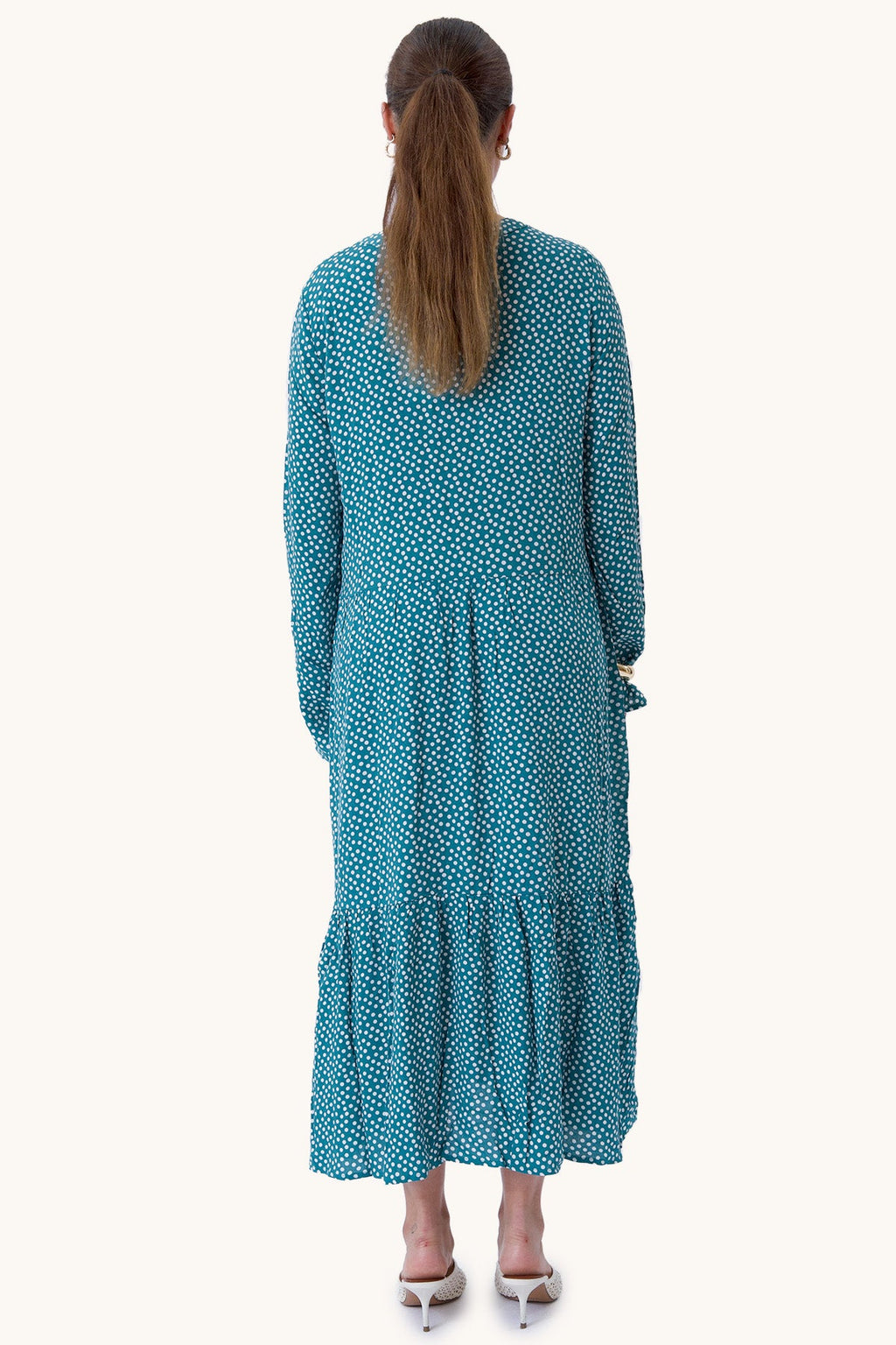 Anna Langermet Kjole - Teal Green