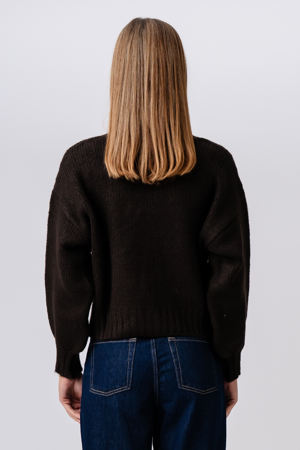 Cardigan med V-hals - Brun