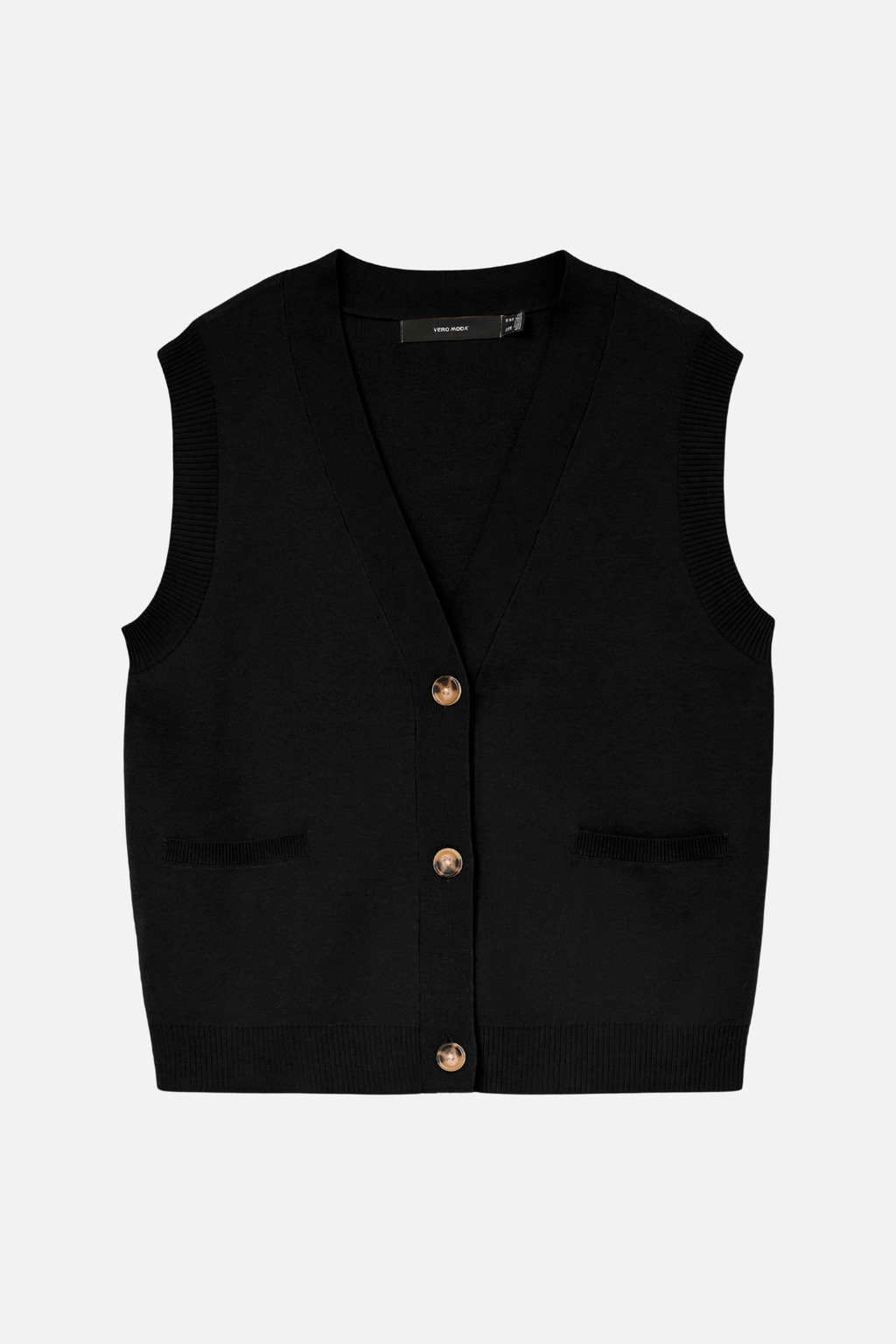 Saba V-Neck Knappvest - Svart