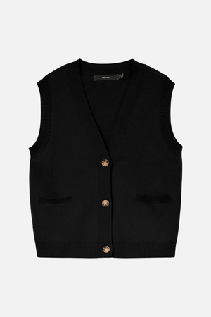 Saba V-Neck Knappvest - Svart