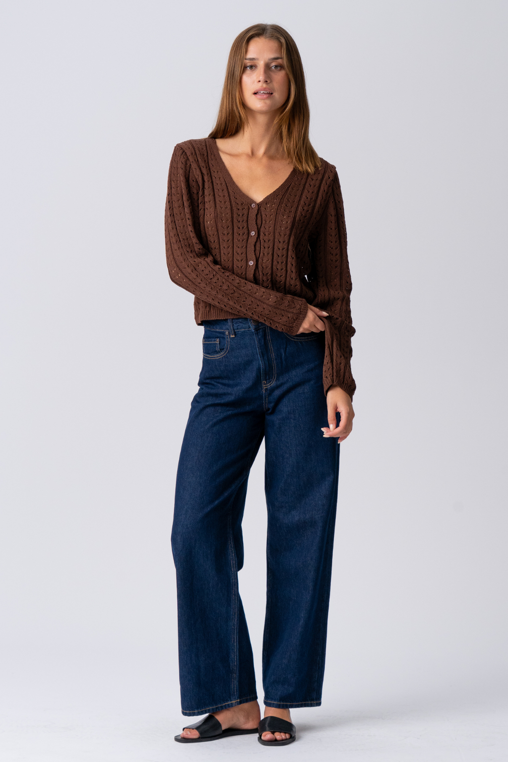 Virginia Strikkecardigan - Brun