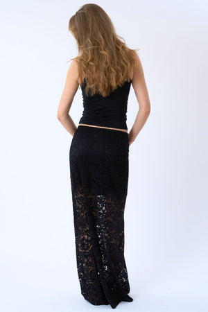 Amara Lace Maxi Skirt - Sort