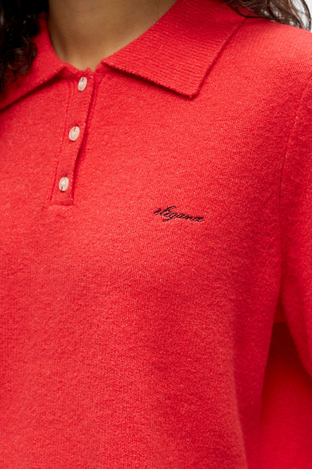 Debbie Knit Polo - Poinsettia