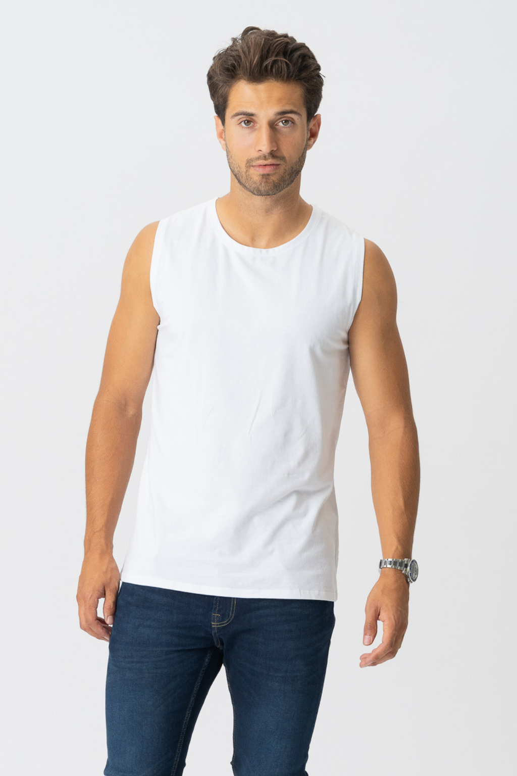Sleeveless T-shirt - Hvit