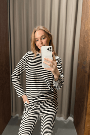 Strippet Langermet Regular Fit - Blå