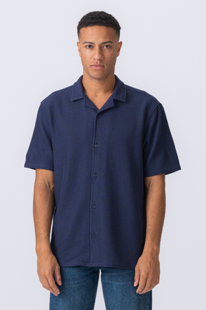 Strikket Skjorte - Navy