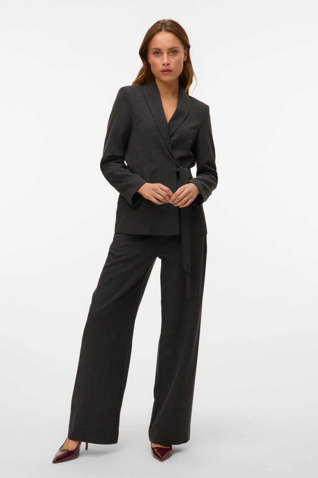 Bestie Wide Strap Pant - Mørkegrå Melange