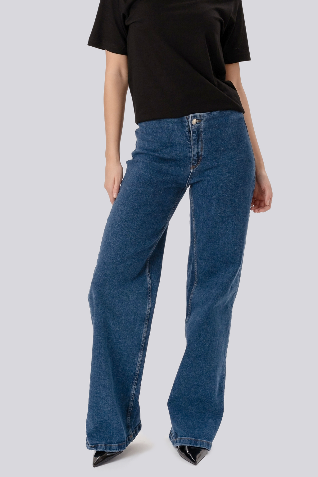Miley Wide Jeans - Mellomblå