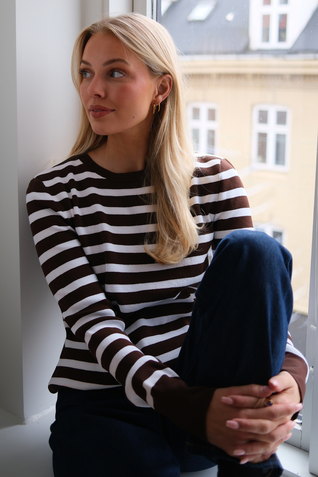 Maja Stripete Genser - Brun