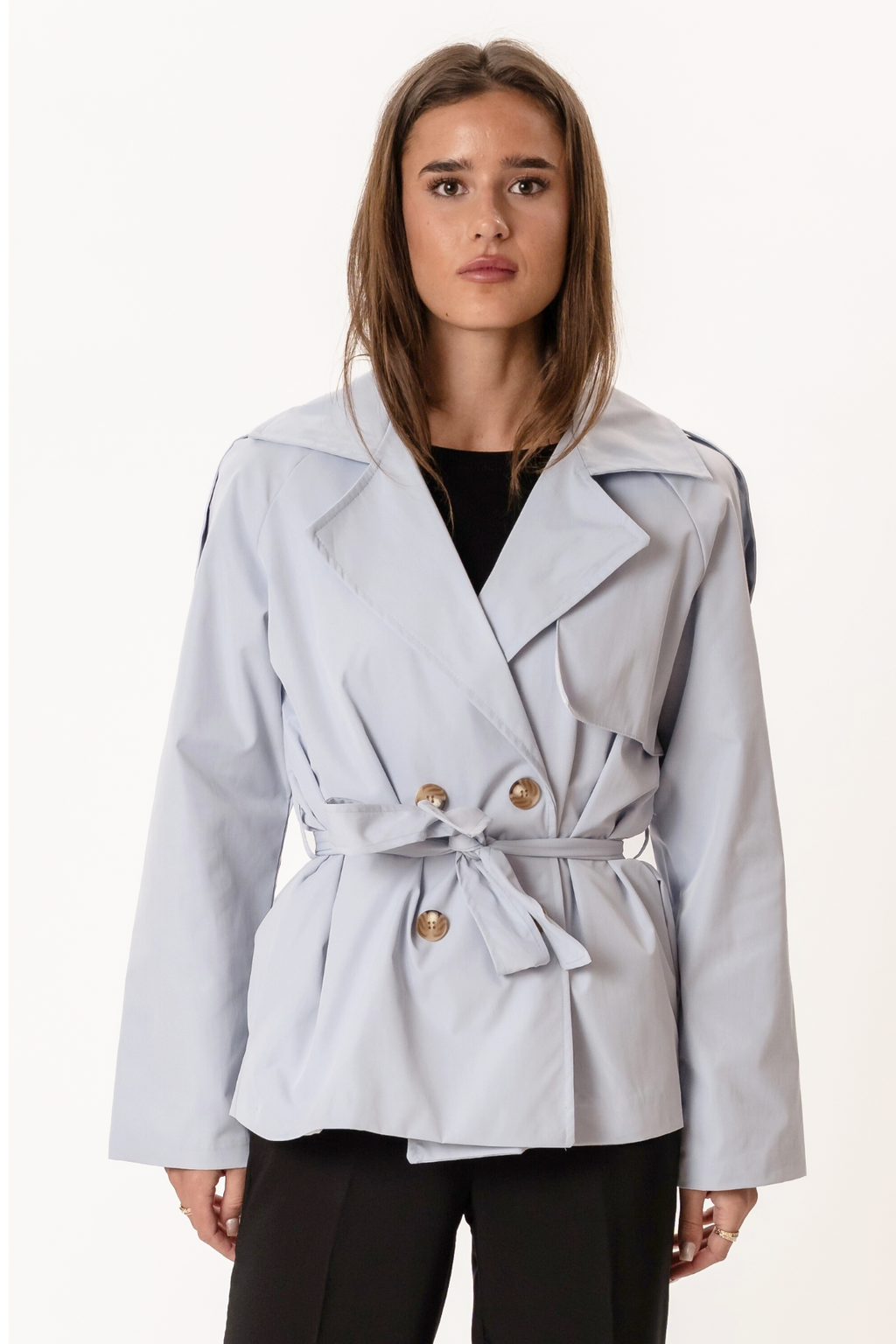 Sia Short Trenchcoat - Lyseblå