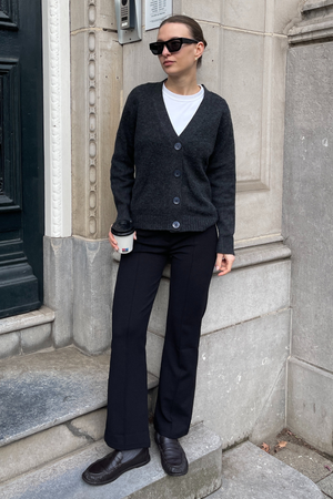 Strikket Cardigan - Mørk Grå