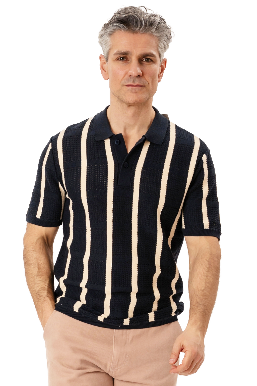Otis Strikket Polo - Navy
