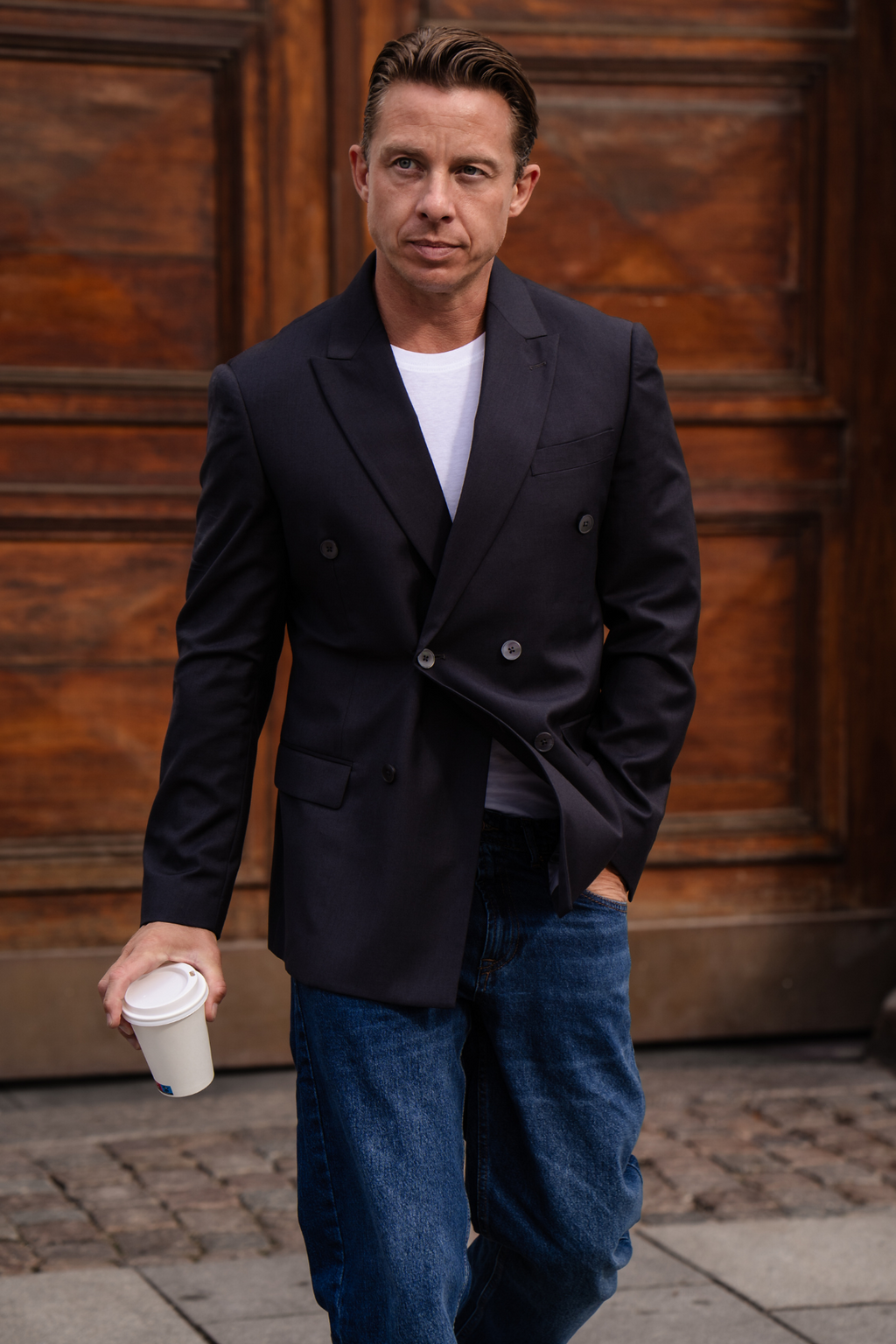 Premium Dobbeltspent Blazer - Svart