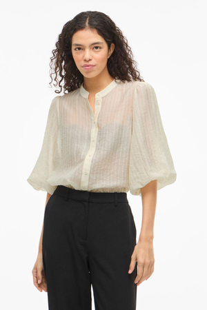 Topp med Rhinestone-knapper - Birch