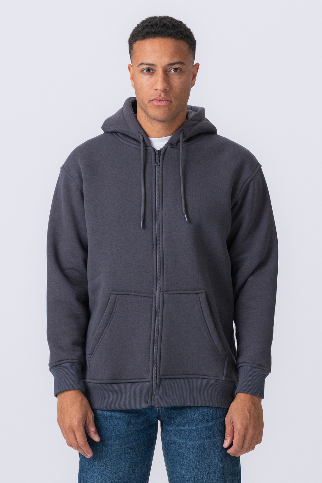 Relaxed Zip Hoodie - Mørk Grå