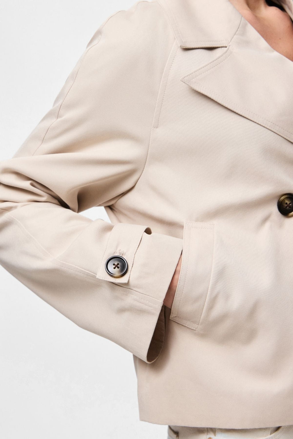 Scarlett Short Trenchcoat - Silver Gray